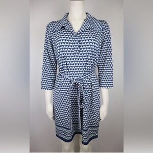 Max studio, graphic art deco, belted shirt dress large NWT